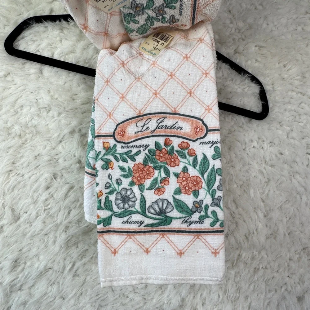 Mervyns Le Jardin Vintage Kitchen Towel Pot Holder Set Floral Cottagecore Retro‎